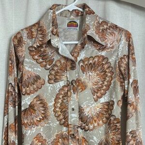 rare VINTAGE 1970s Miller Western Wear Disco Cowgirl button-up shirt S/M